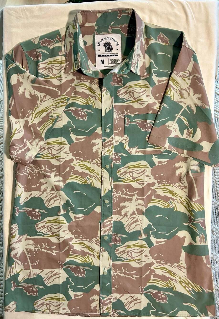Savage Tacticians Co. Camo Helicopter Button Shirt Size M